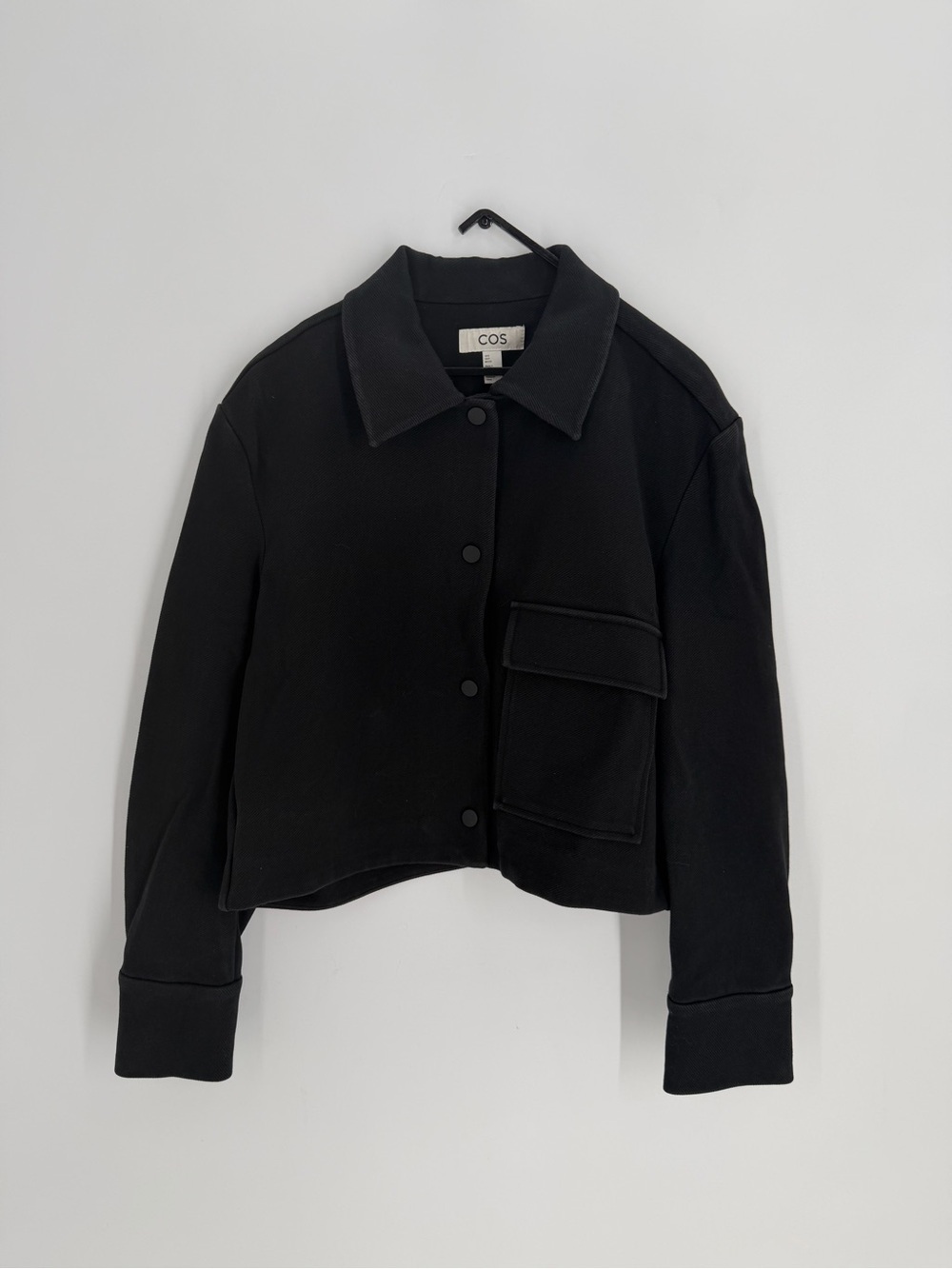 Cos Cropped Twill Jacket In Black - Picture 2 of 9